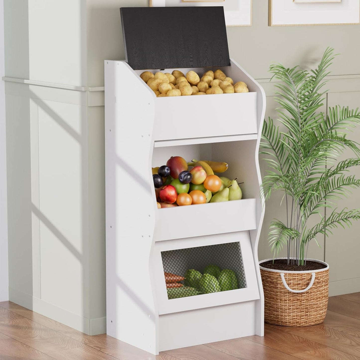 Caja pan rústica para almacenar papas y cebollas