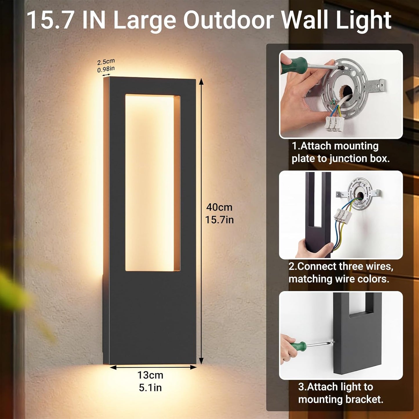 Lámpara pared LED exterior moderna 30W paquete 2