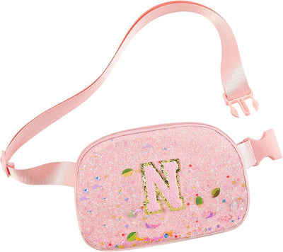 Riñonera para niñas con letra inicial bolsa cruzada chenilla