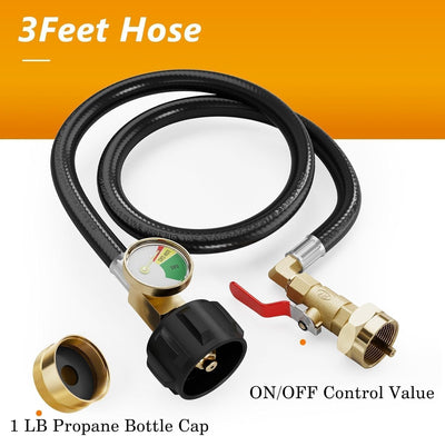 Adaptador recarga propano 1lb manguera 3pulg válvula
