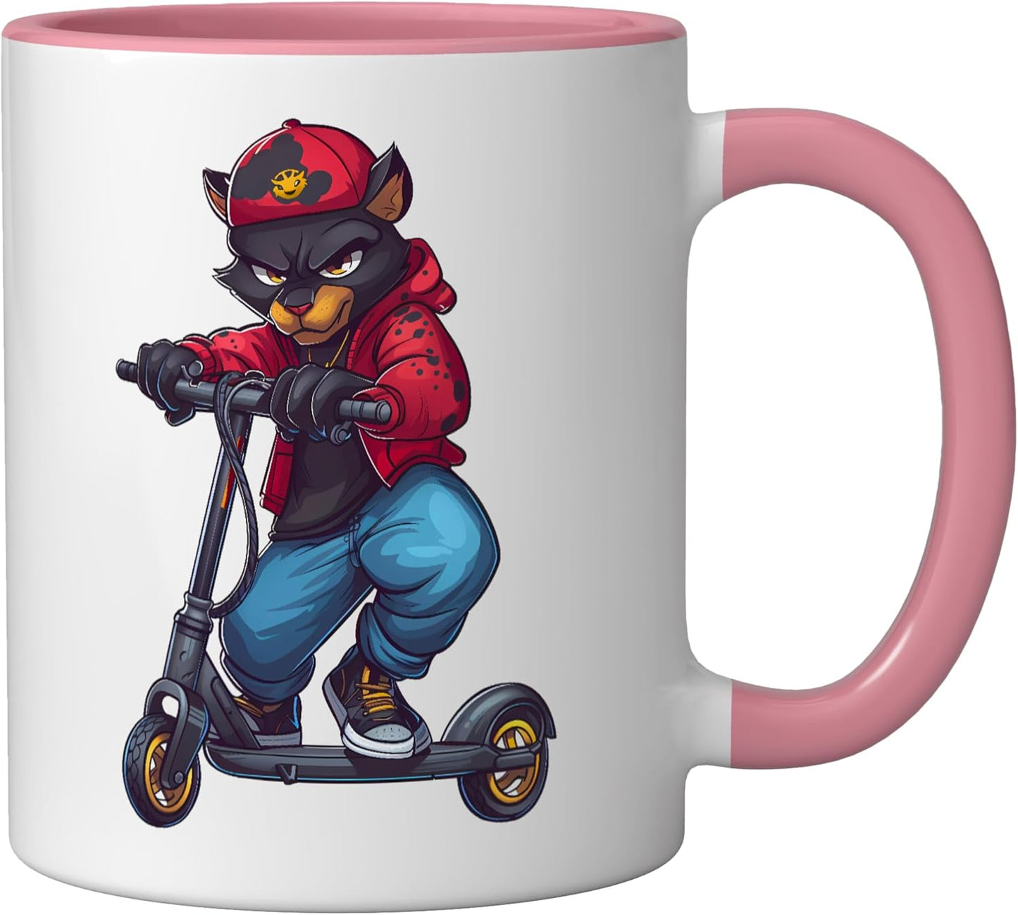 Taza Cerámica Scooter Panther Rosa/Blanco