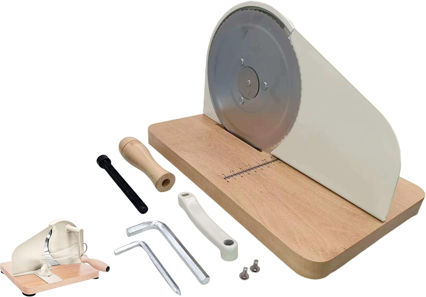 Cortador pan manual con manivela ajustable ventosas guía metal
