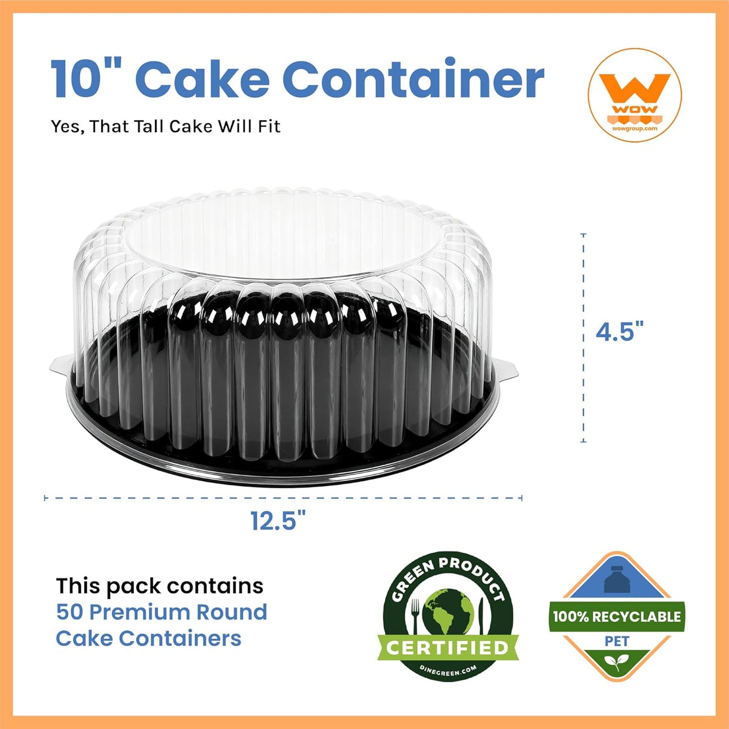 Porta pasteles redondo 10pulg set 50 recipientes tartas
