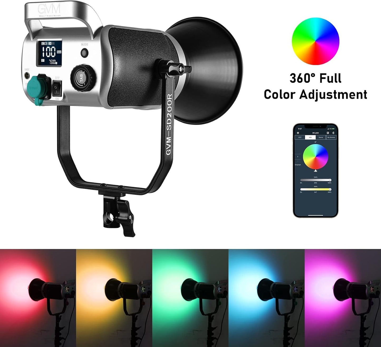 Kit luz RGB LED bicolor 200W soporte DMX estudio CRI 97