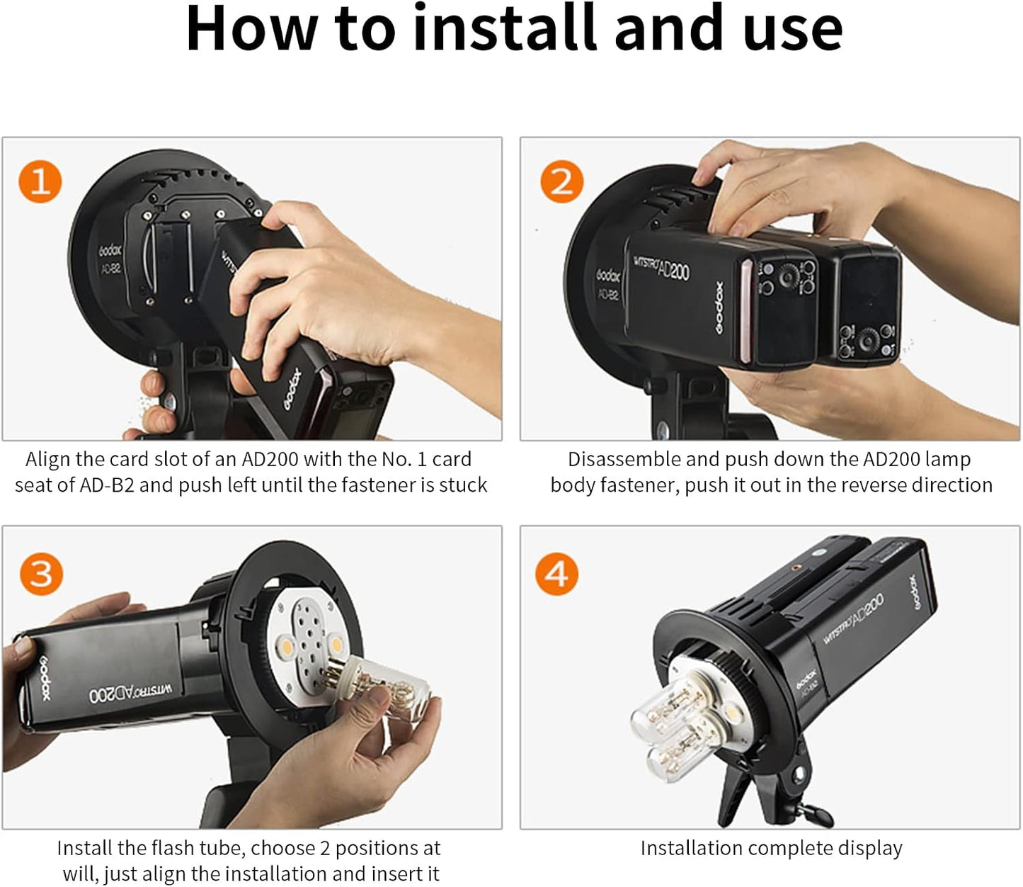 Cabezal luz doble para flashes AD200 AD200Pro