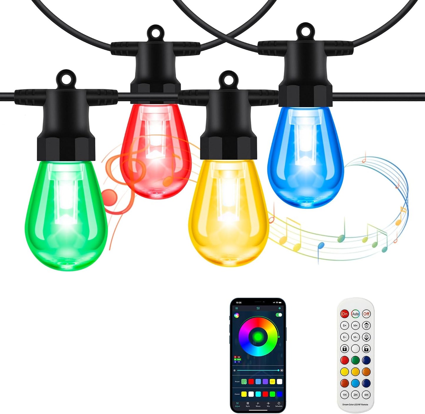 Tira luces RGBW exteriores 100ft control remoto impermeable