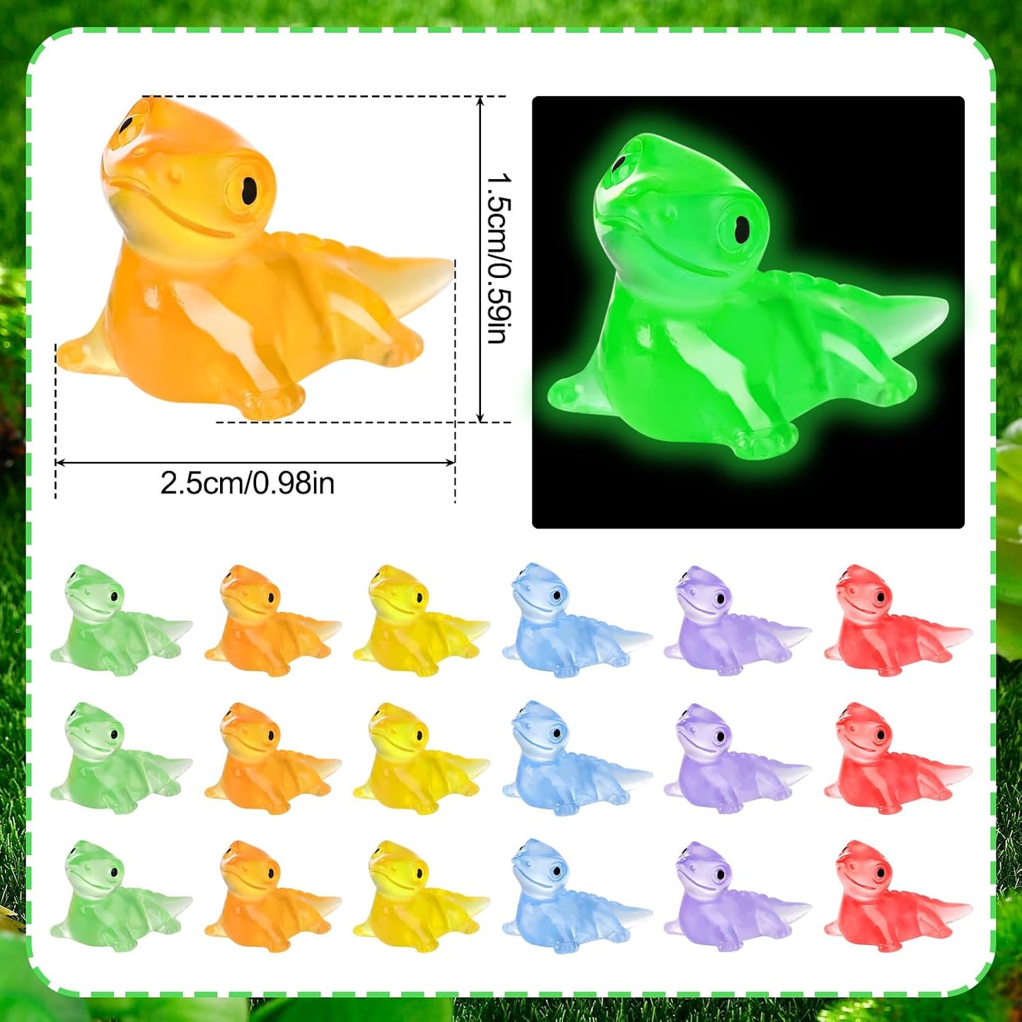 120 Mini Estatuas Lagarto Resina Luminosa Jardín
