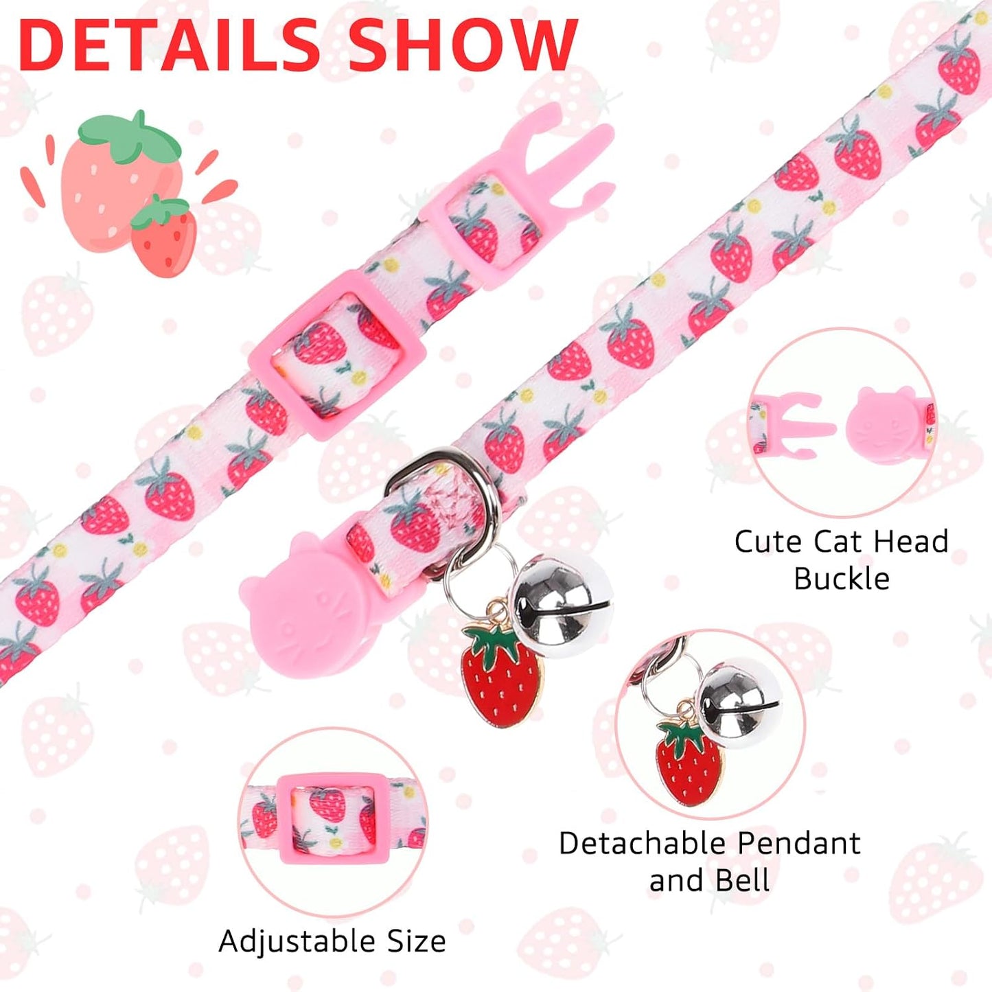 Collar gato con campana ajustable 2 pzas rosa tulipán