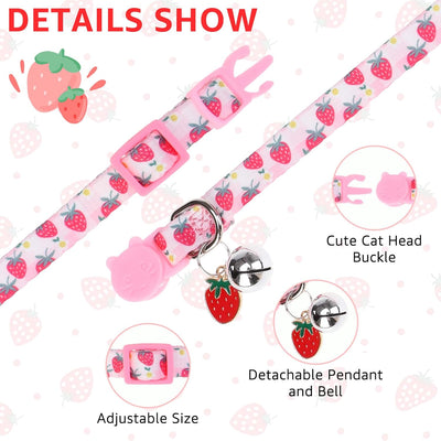 Collar gato con campana ajustable 2 pzas rosa tulipán
