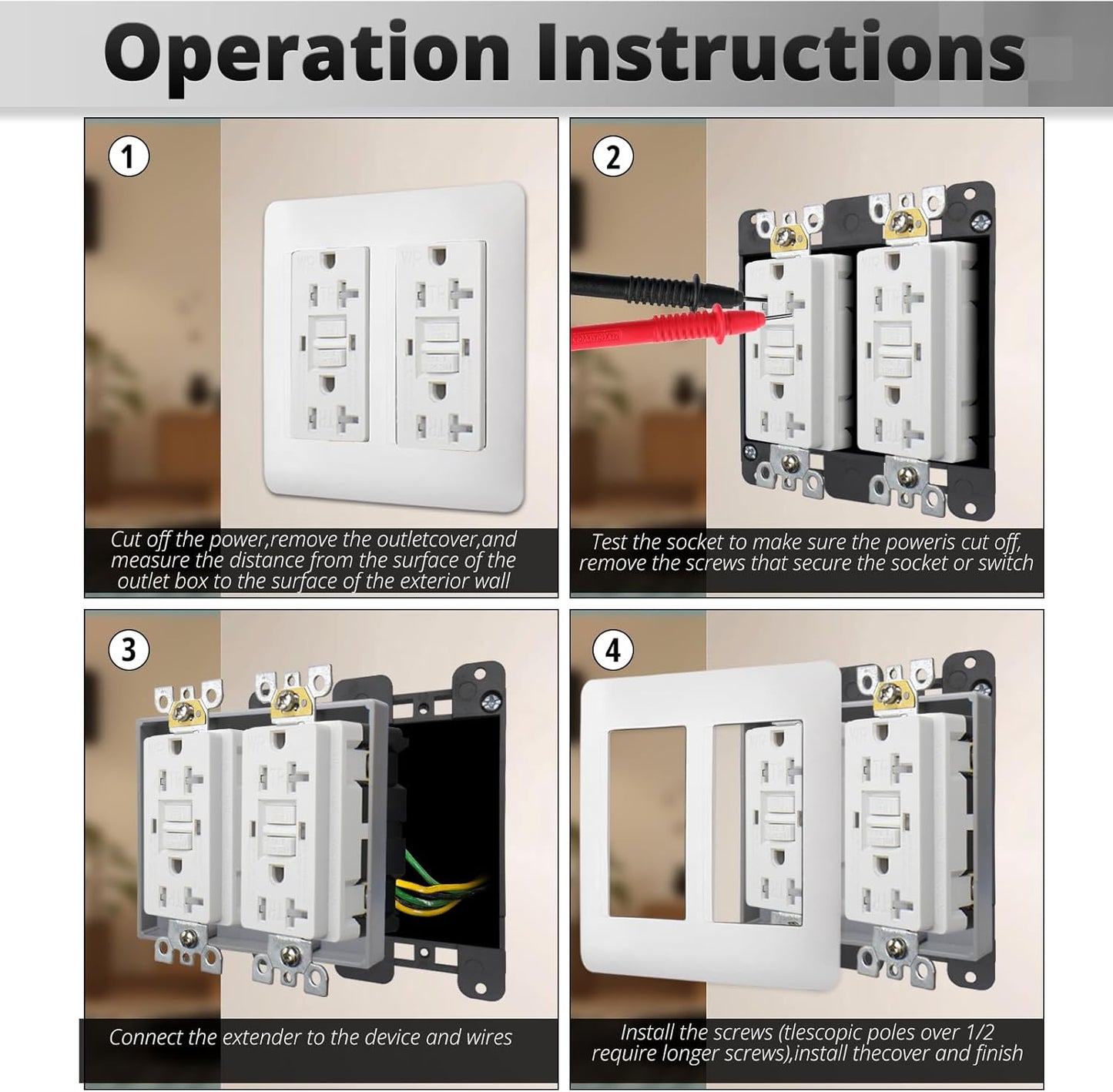 Extensor caja eléctrica doble gang 0.5pulg 4pzas