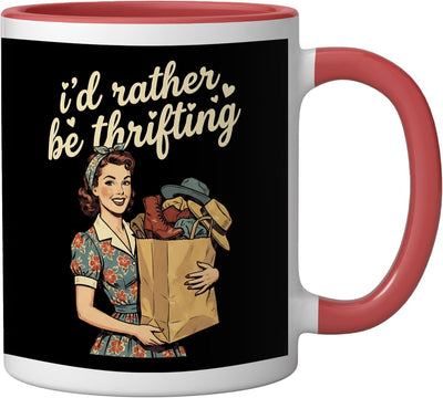 Taza de cerámica retro mujer vintage con texto en inglés rojo y blanco