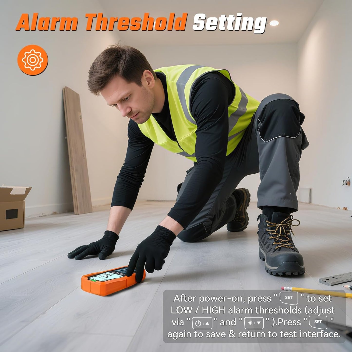 Hidrómetro 6en1 para madera yeso hormigón alarma recargable