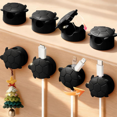 8 Clips Giratorios Cable Negro Organizador Carga Escritorio