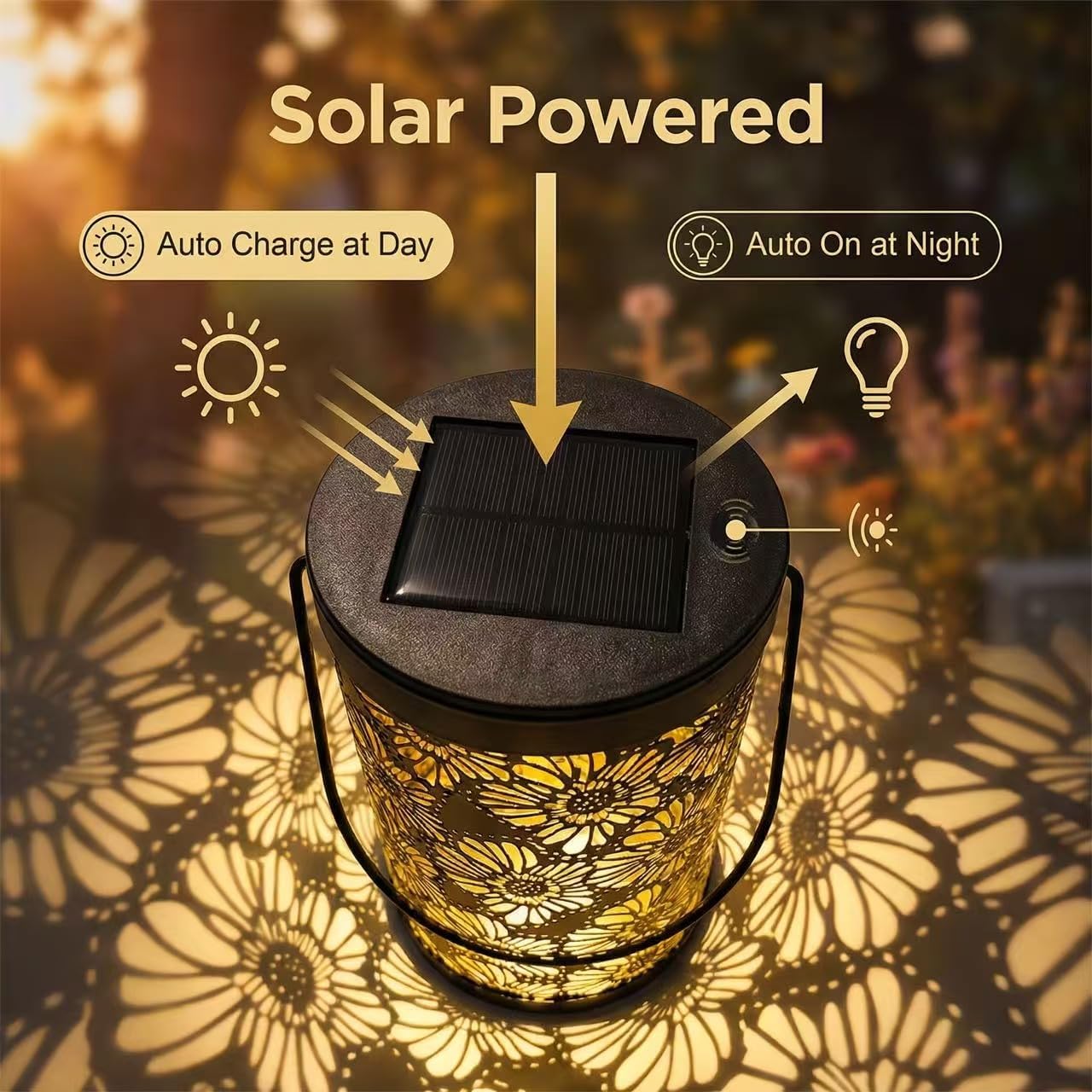 Linterna solar girasol colgante LED impermeable patio jardín