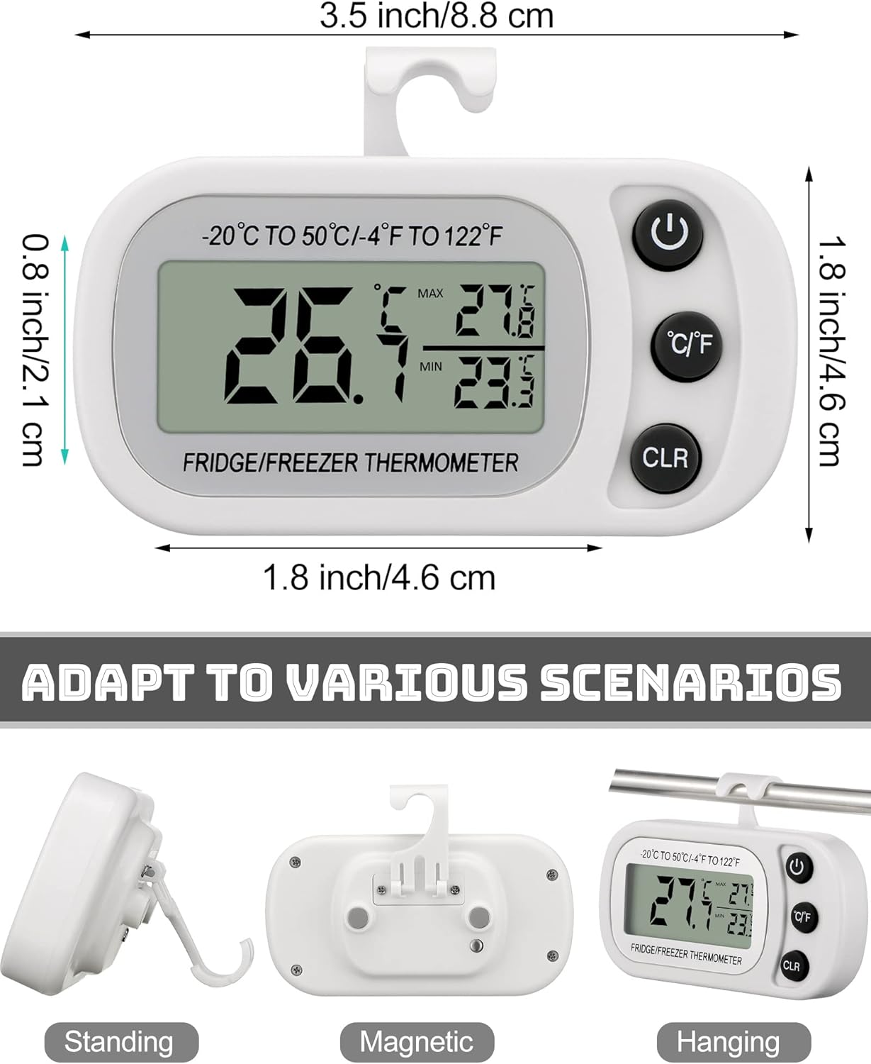 Termómetro digital para nevera blanco impermeable 4 unidades con pantalla LCD
