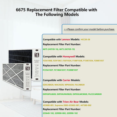 Filtro aire MERV 16 20x25x5 pulg comp Lennox X6675