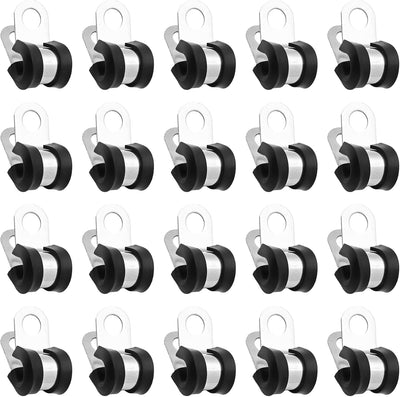 20 Abrazaderas Cable 1/4pulg Soporte Linea Tipo R