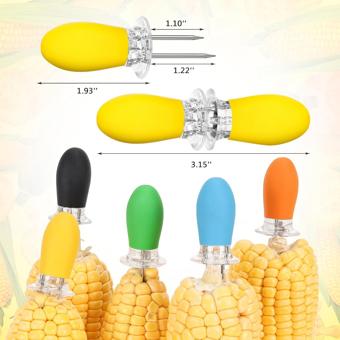 Soportes mazorca maíz acero inox mango silicona