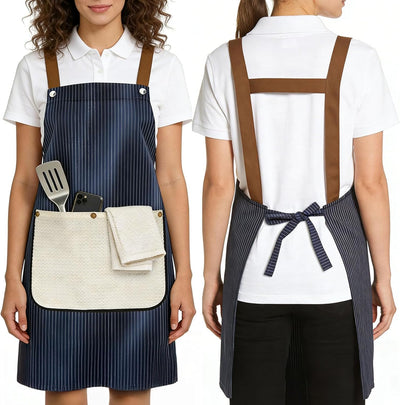 Delantal impermeable con bolsillos y 2 toallas, talla grande para chef