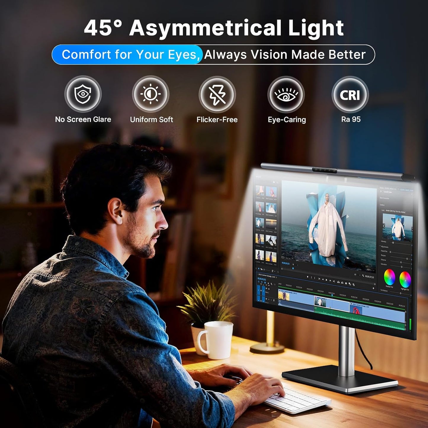 Barra luz LED monitor escritorio regulable