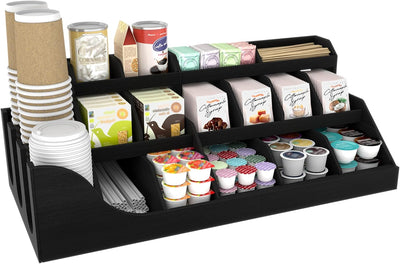 Organizador de café madera para despensas oficina 3 niveles negro