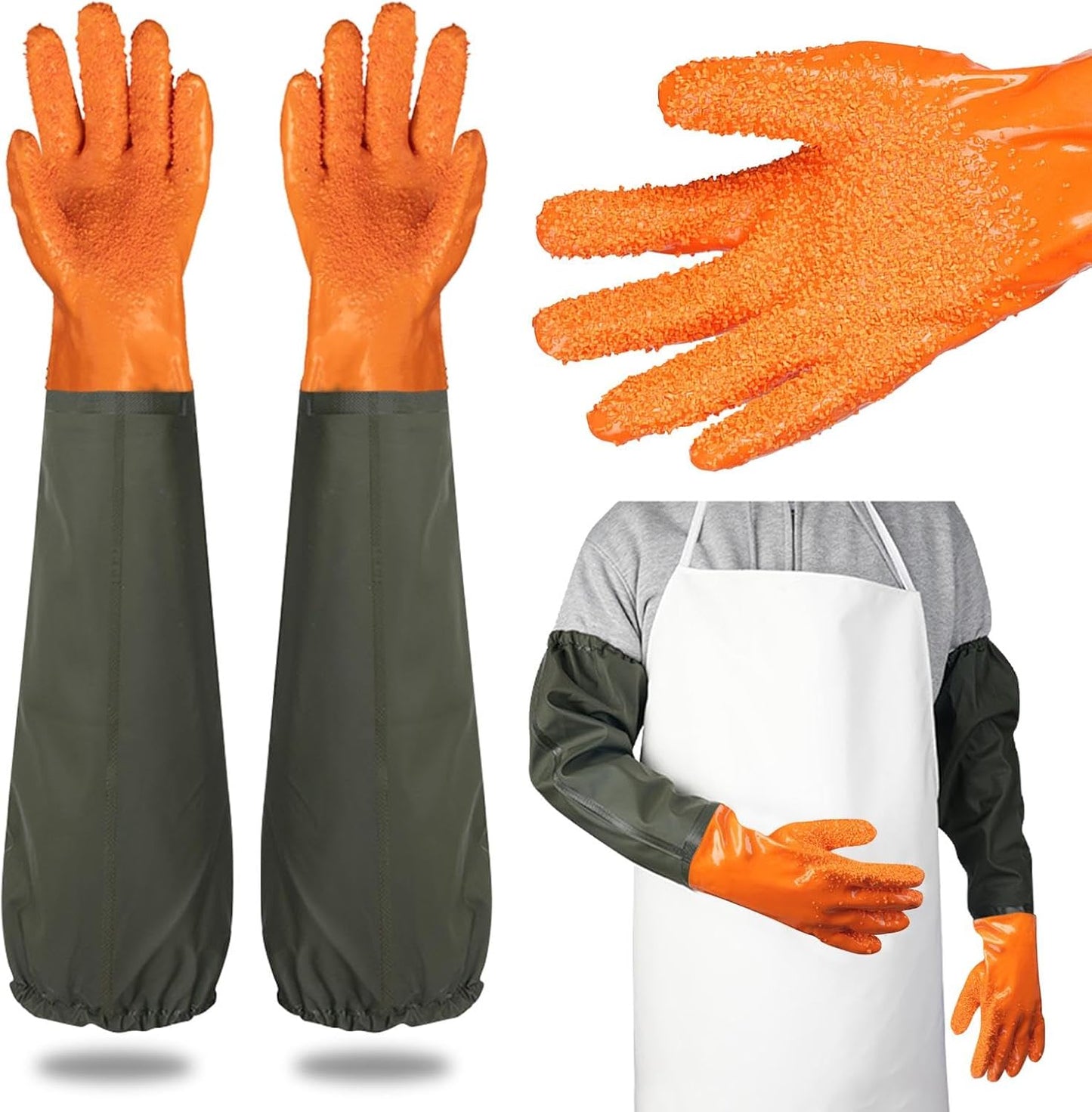 Guantes goma largos antideslizantes con forro algodón