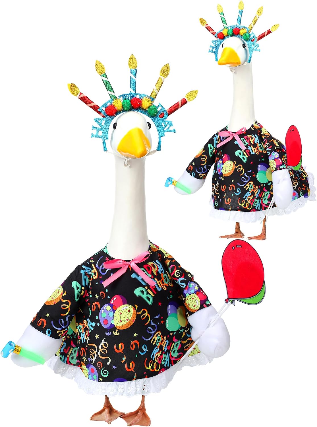 Disfraz ganso cumpleaños con sombrero y globo lavable para jardín