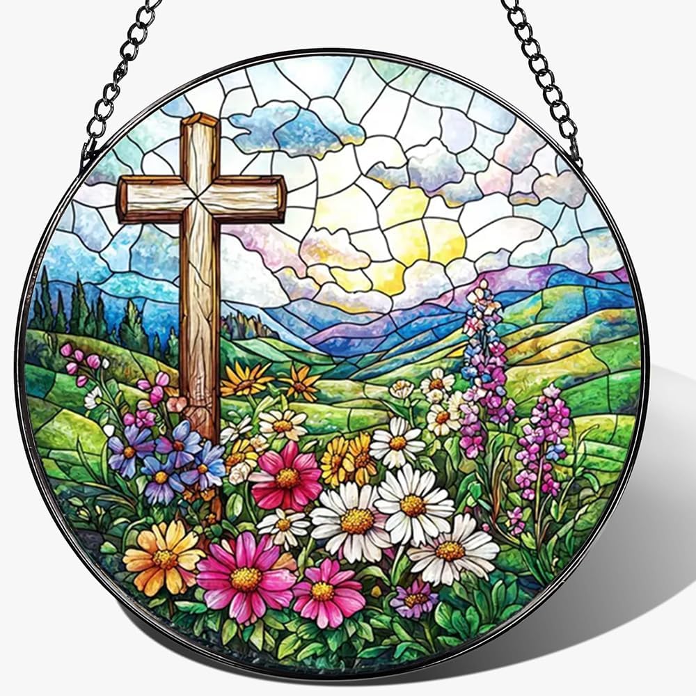 Atrapasoles vitral 8pulg para ventana jardín bautismo