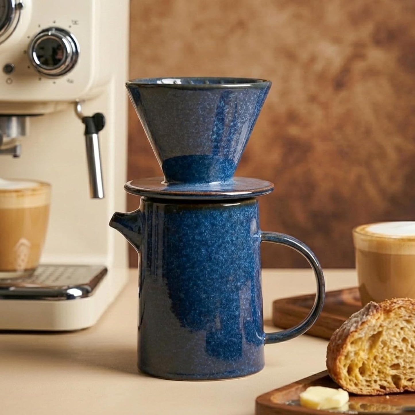 Cafetera para verter café set 20 filtros papel 16.9oz azul real