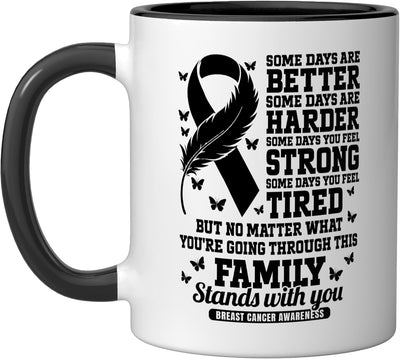 Taza cerámica para conciencia del cáncer de mama negro/blanco