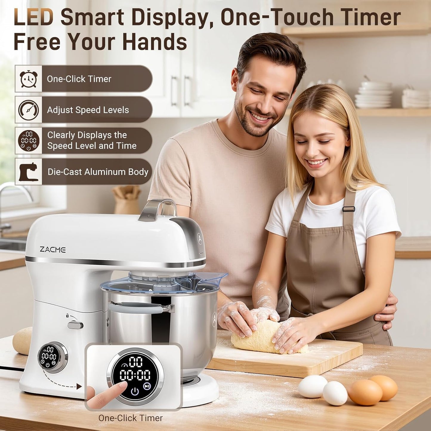 Batidora de Pie 7qt Aluminio Fundición 650W 12 Velocidades