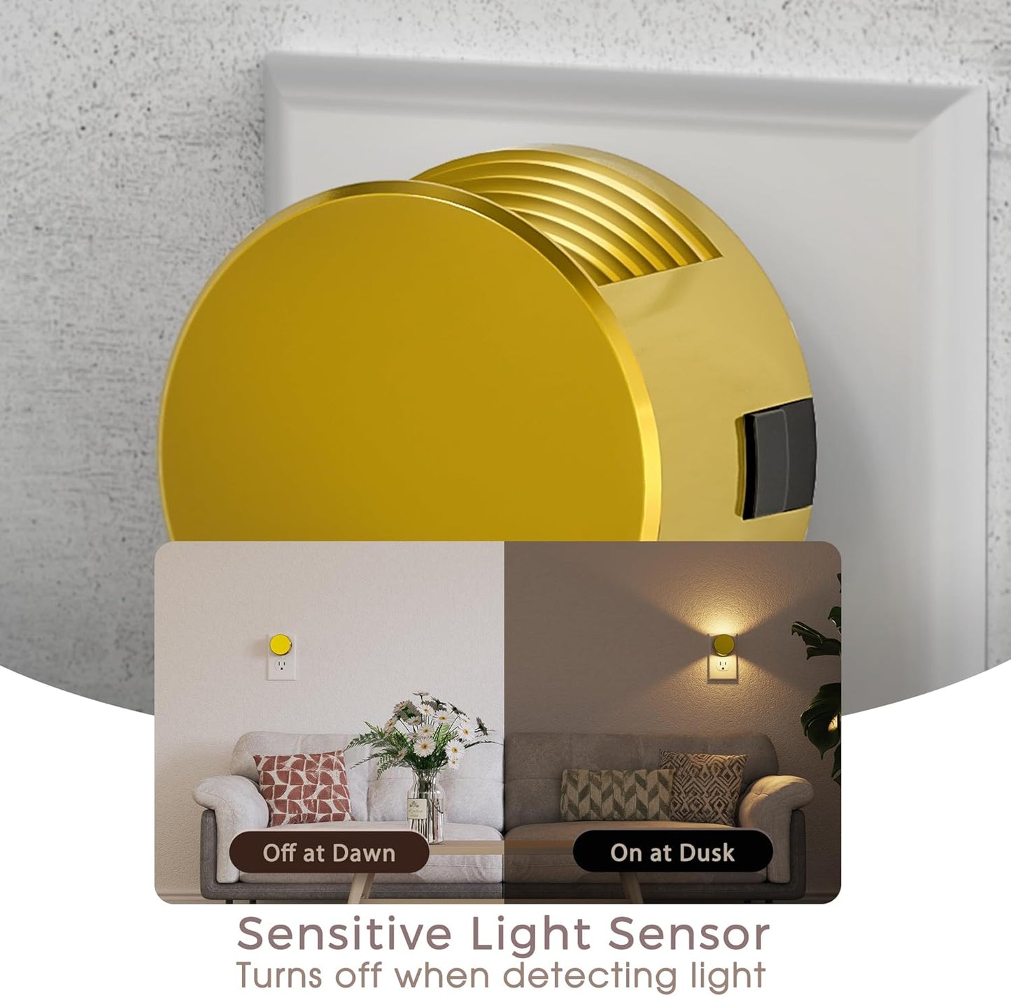 Luz Nocturna Enchufable Sensor Amanecer Blanco Suave