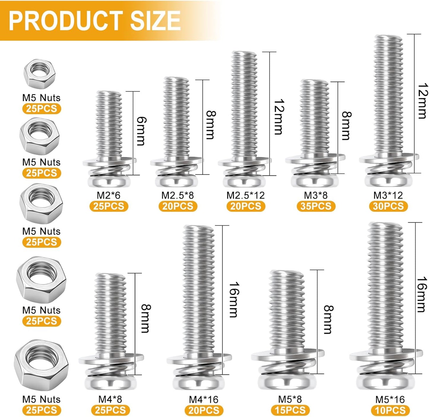 Kit 800 Pzas Tornillos y Tuercas M2-M5