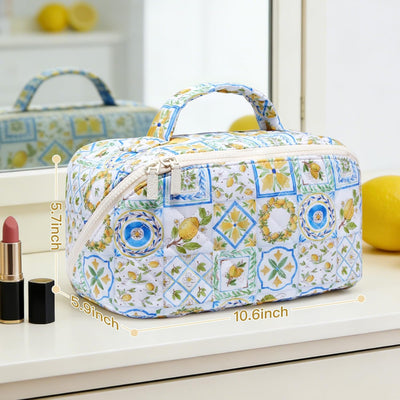 Bolsas maquillaje acolchadas grandes personalizadas Amarillo Azul
