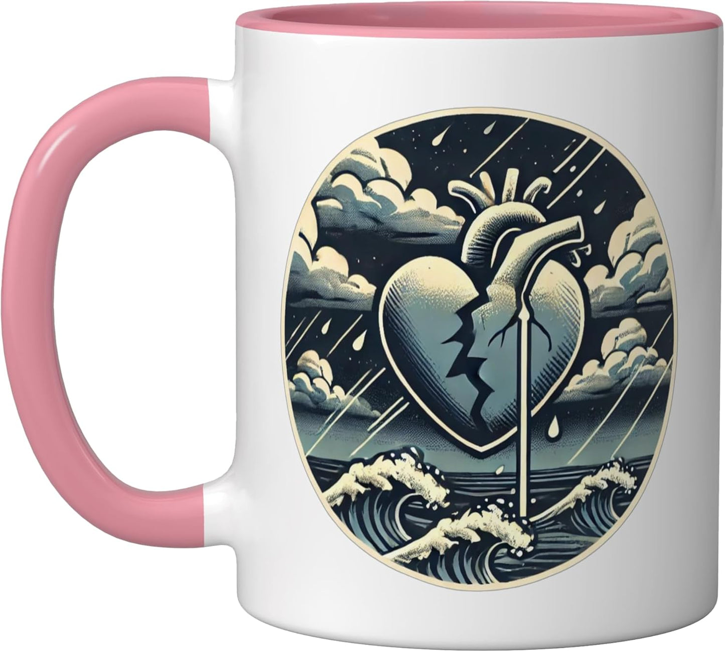 Taza Cerámica S32 Rosa/Blanco Grafico Corazón Roto