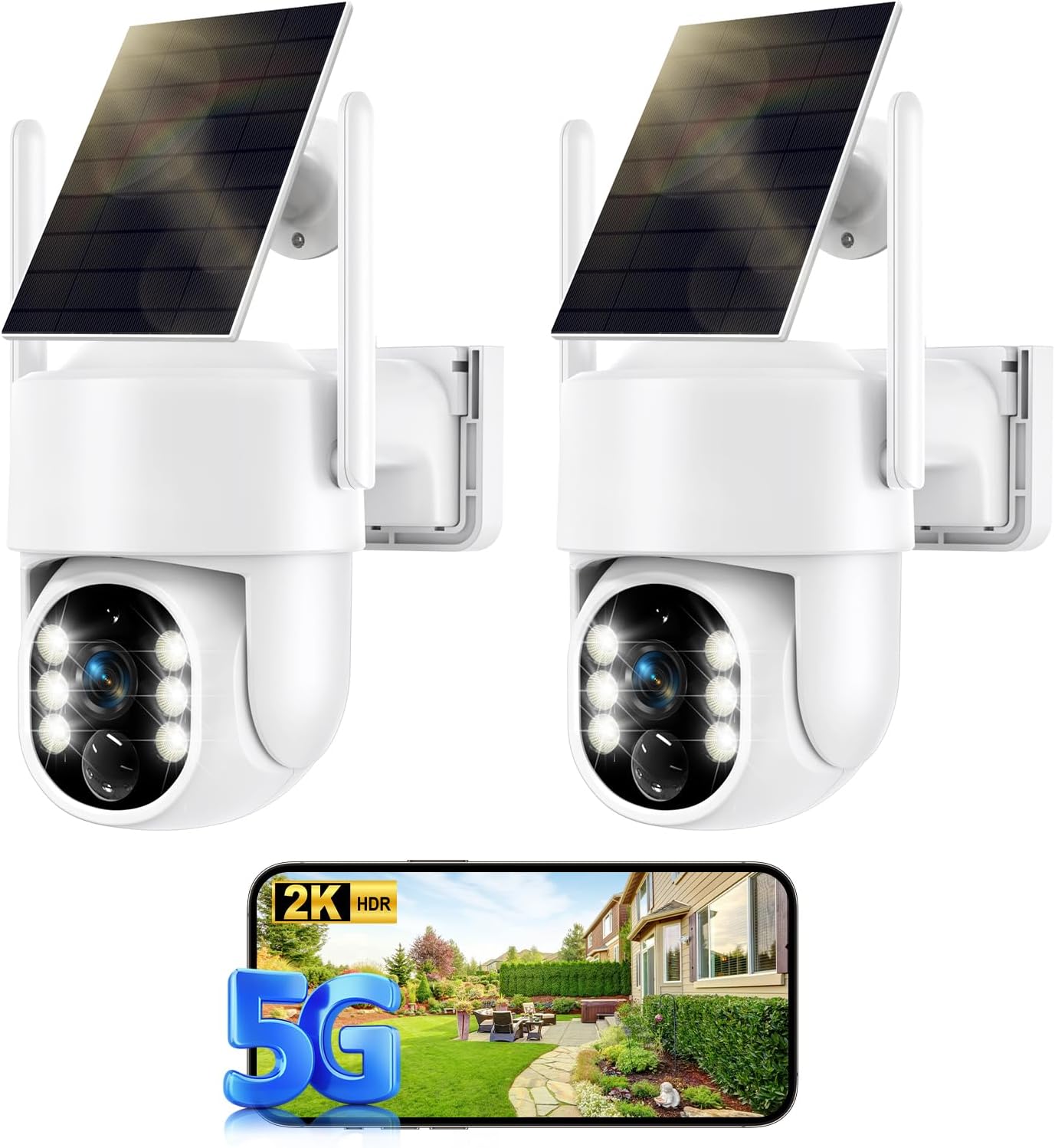 Cámaras seguridad solar 2K 5G 2.4GHz visión nocturna AI