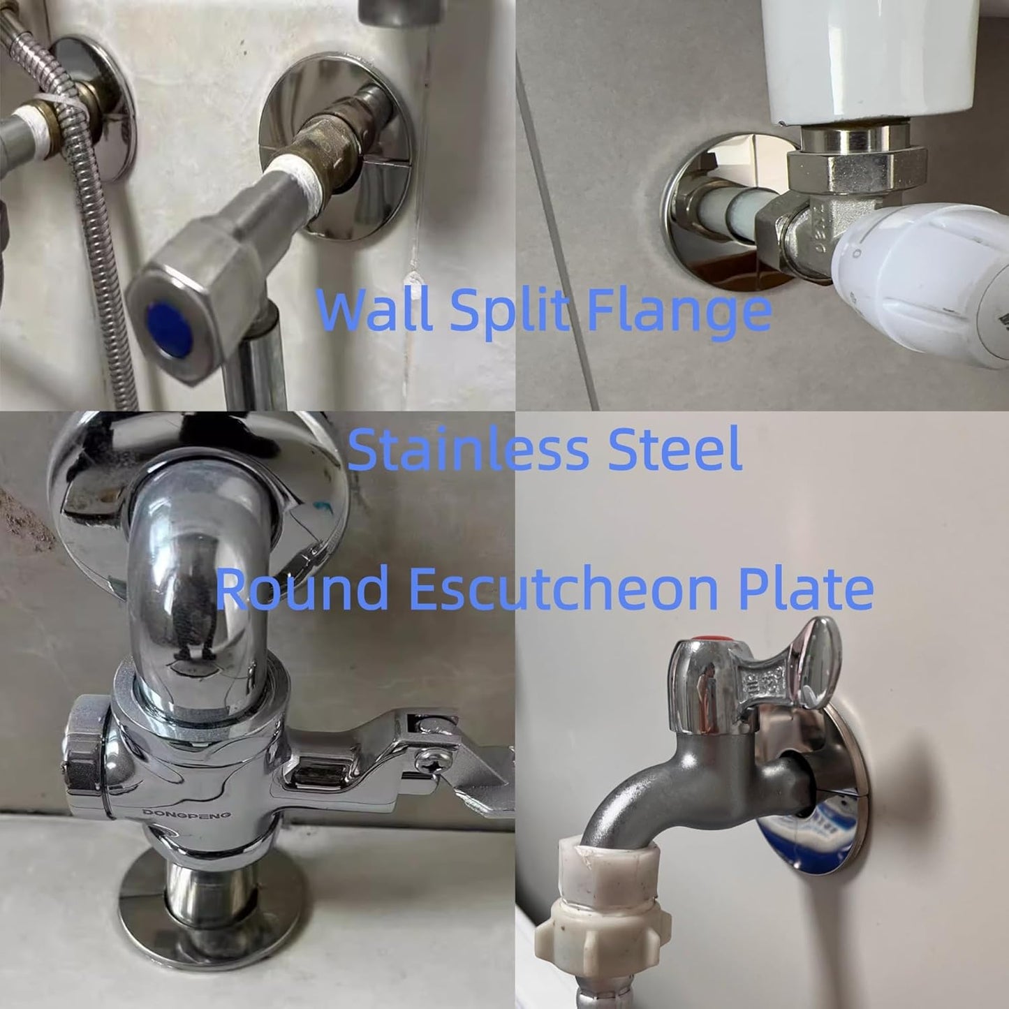 Brida dividida pared 23mm acero inox 3 pzas plata