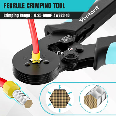 Kit crimpadora virolas 1400 terminales AWG 23-10
