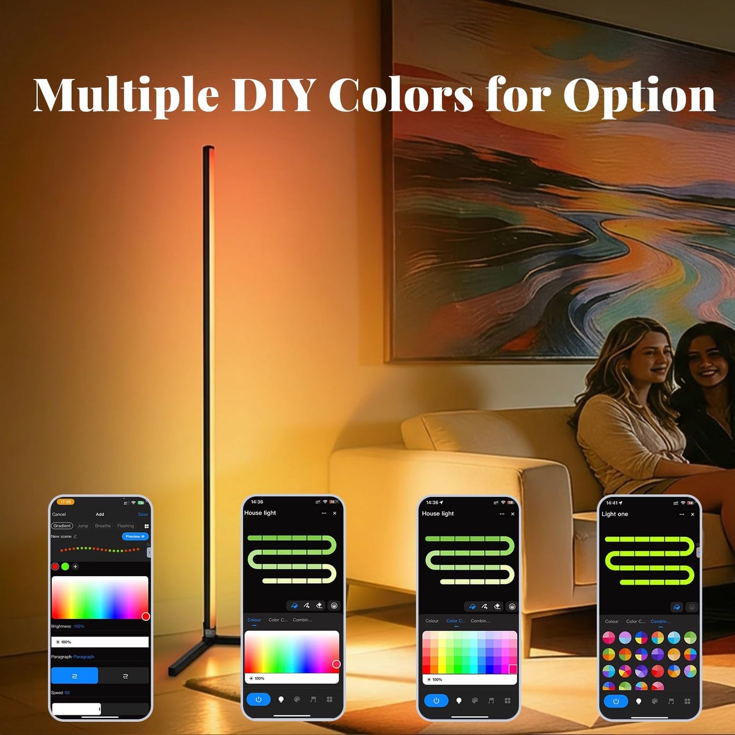 Lámpara pie esquina LED RGB con app Tuya