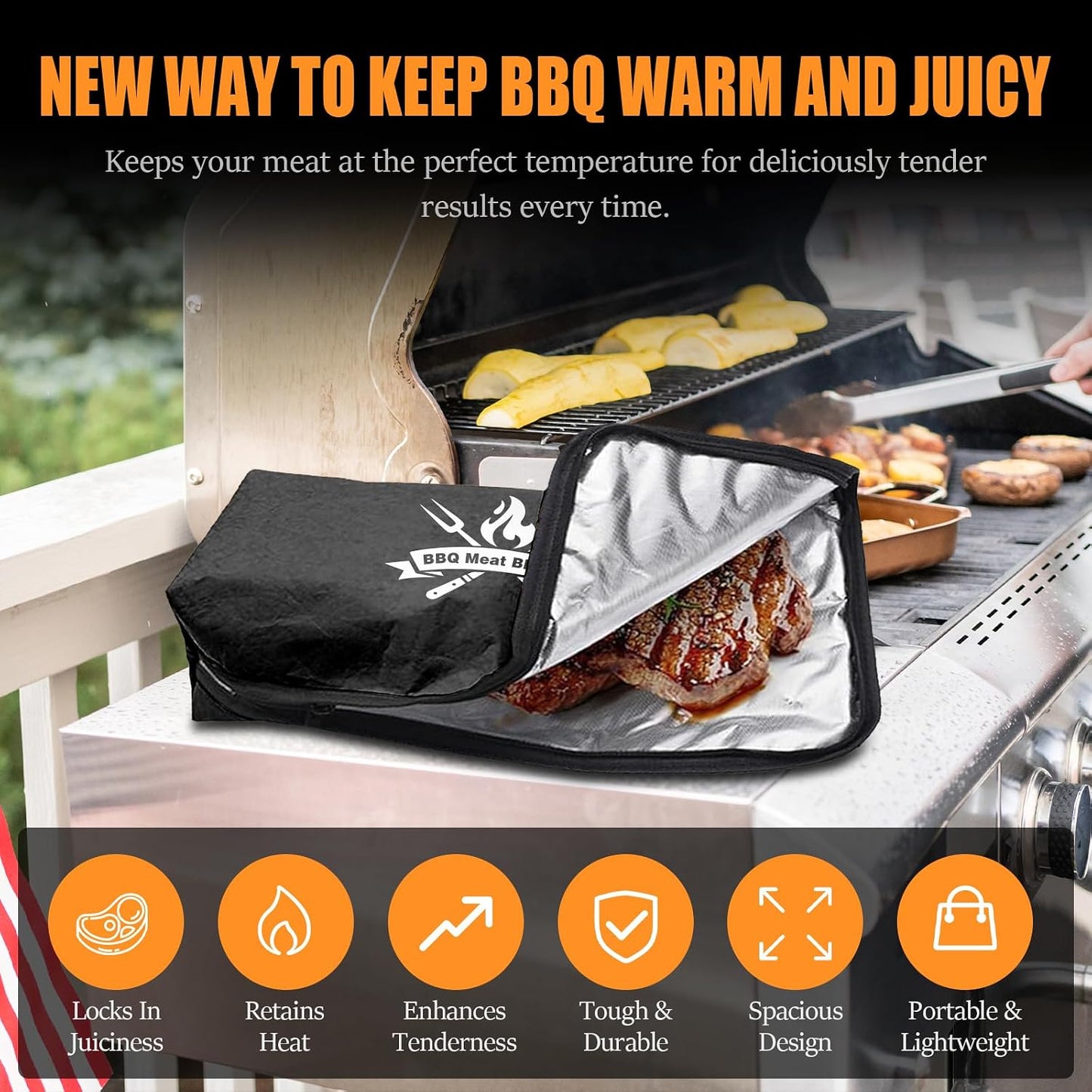 Manta barbacoa reutilizable 22pulg color negro con caja