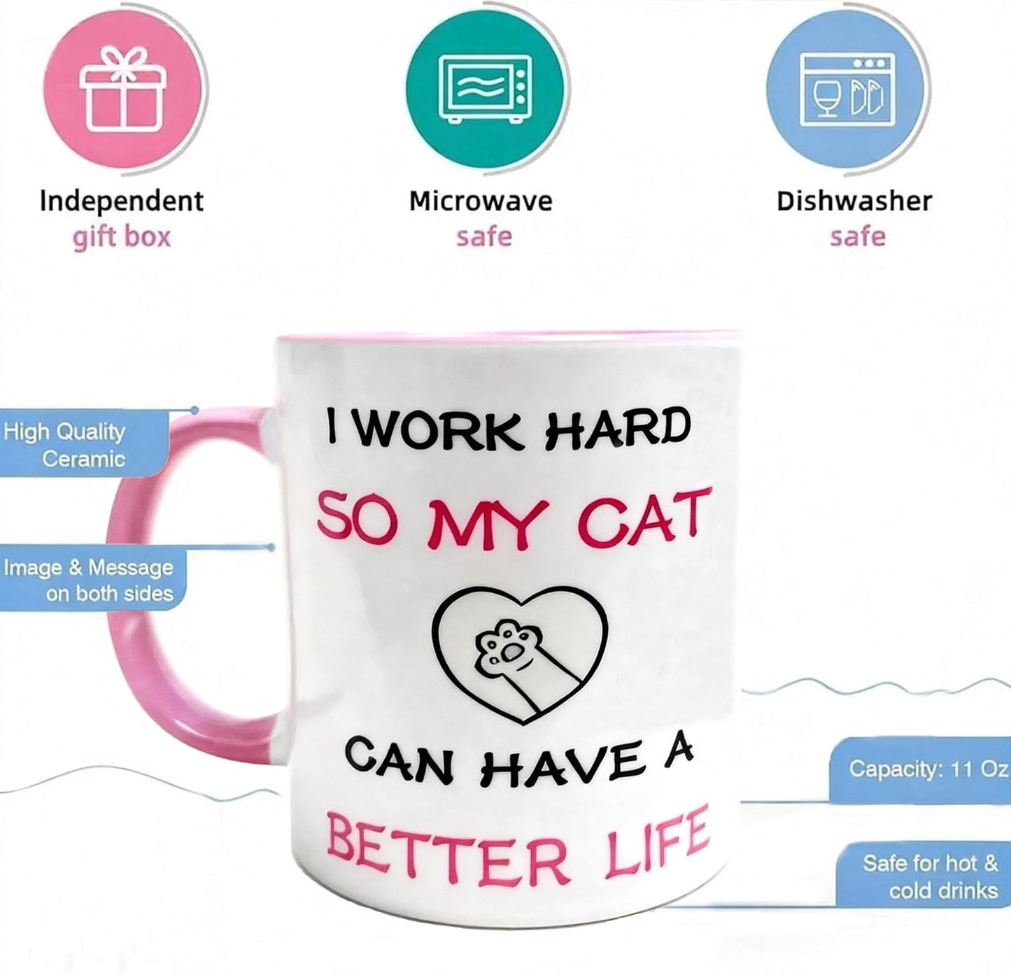 Taza divertida para amantes de los gatos, regalo para ella, mamá, amiga