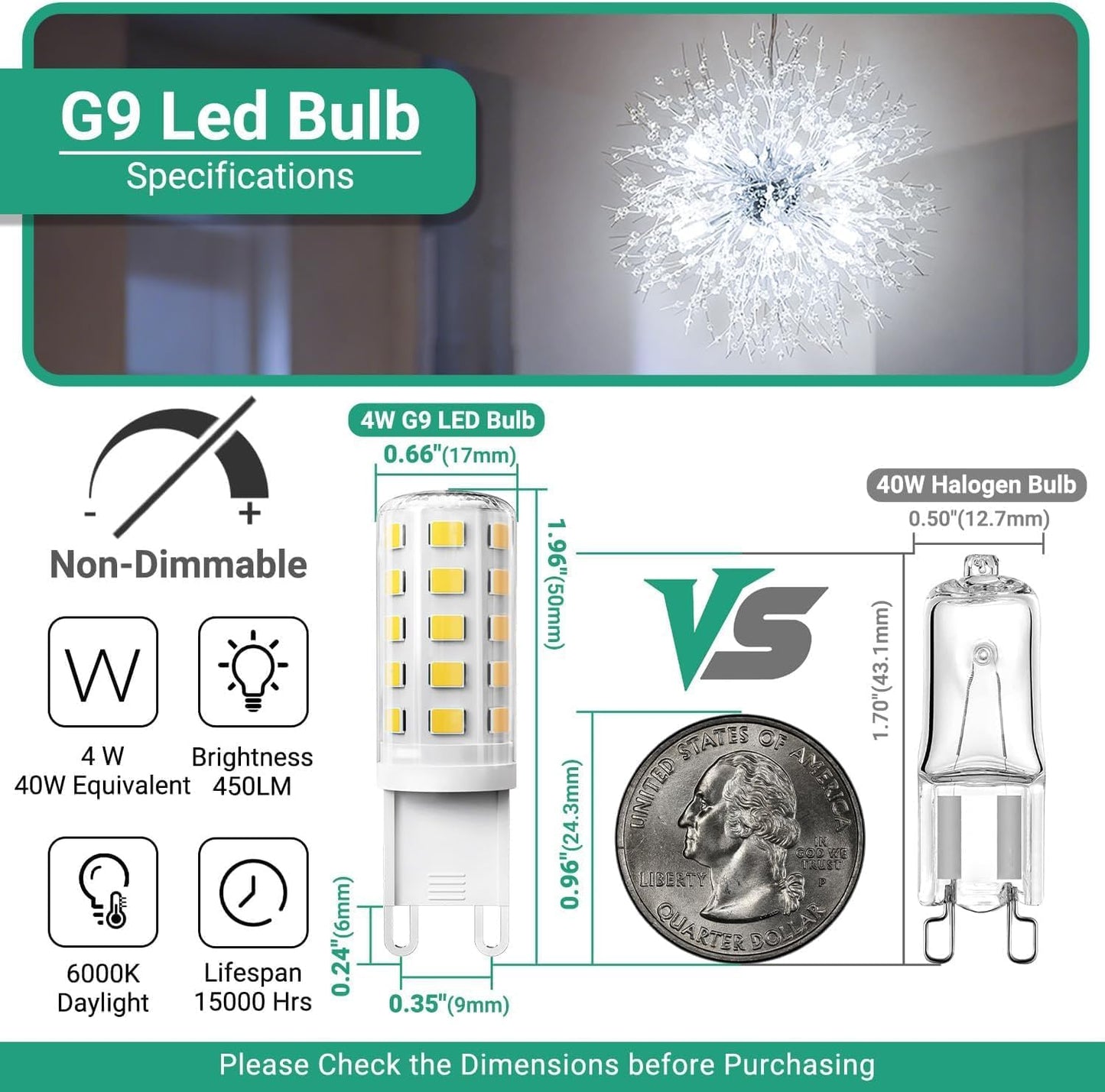 20 Pzas Bulbo LED G9 4W 6000K para Cristal