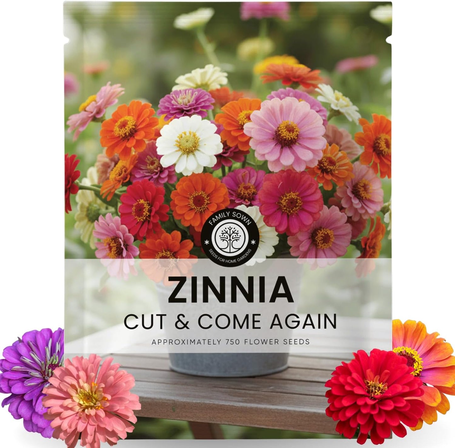 750 semillas Zinnia bolsa 0.18oz