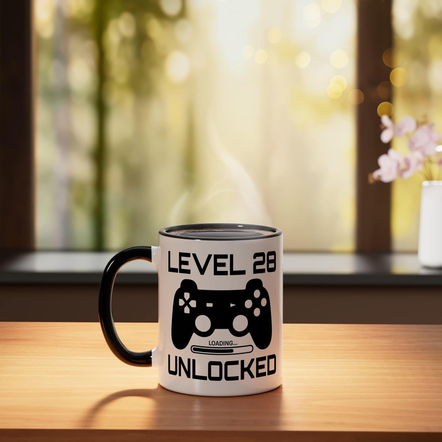 Taza Cerámica Juego Video 28 Años Negro/Blanco