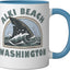 Taza cerámica Alki Beach Washington Shark Fin azul/blanco
