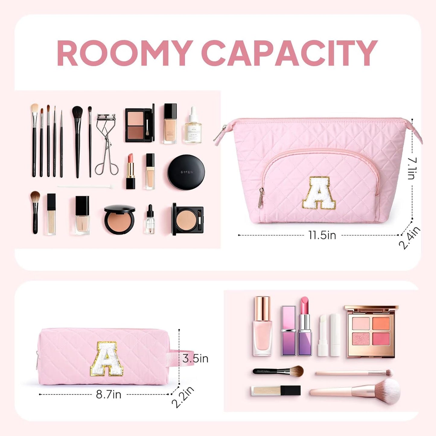 Bolsa maquillaje con inicial rosa regalo cumpleaños mujer