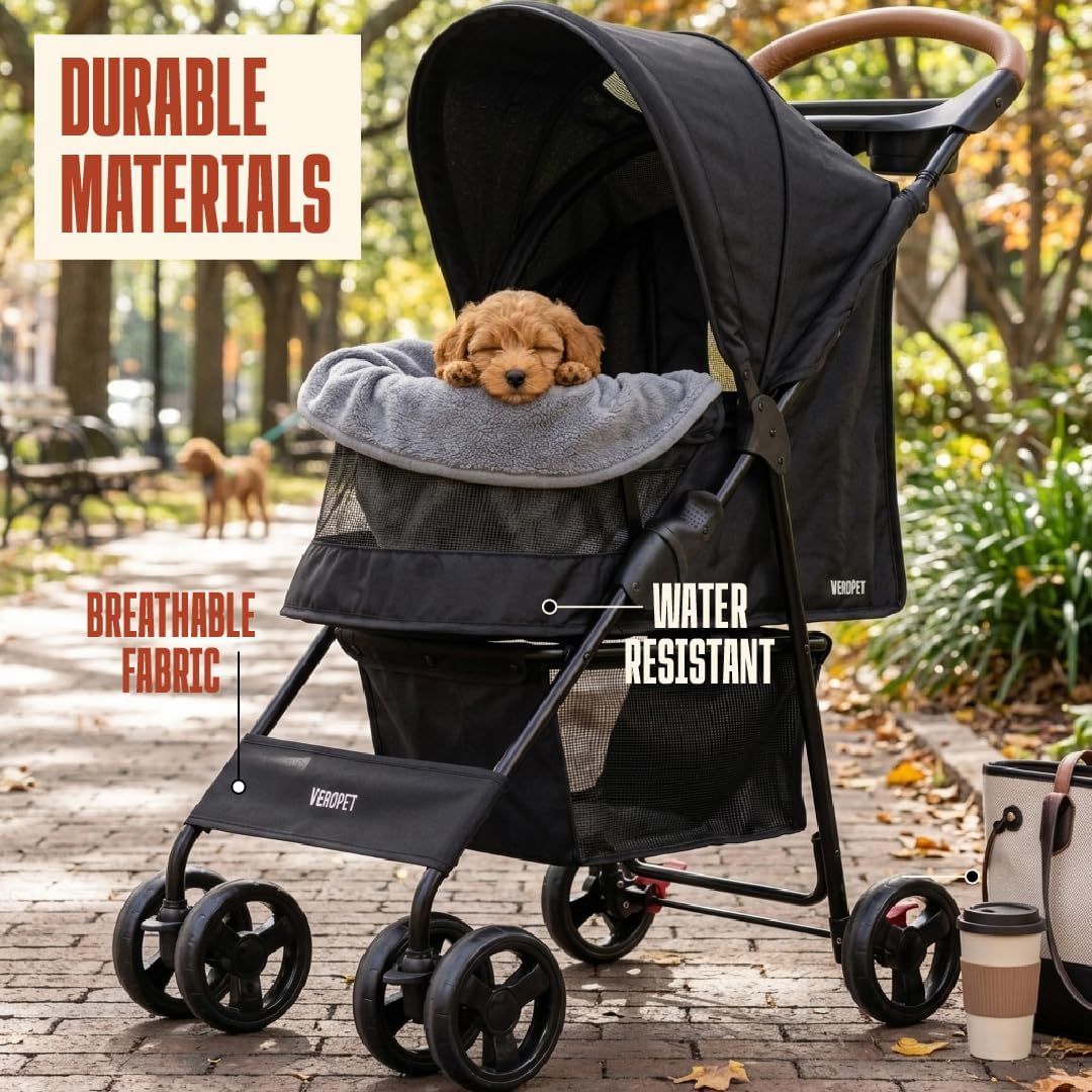 Cochecito plegable para mascotas con malla transpirable y cesta