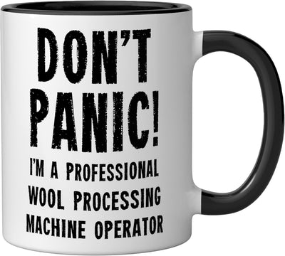 Taza Cerámica Operador Máquina Lana Negro/Blanco