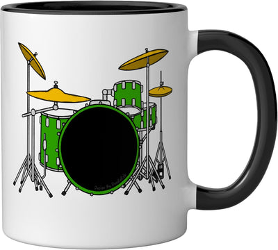Taza cerámica para baterista profesor de percusión negra/blanca