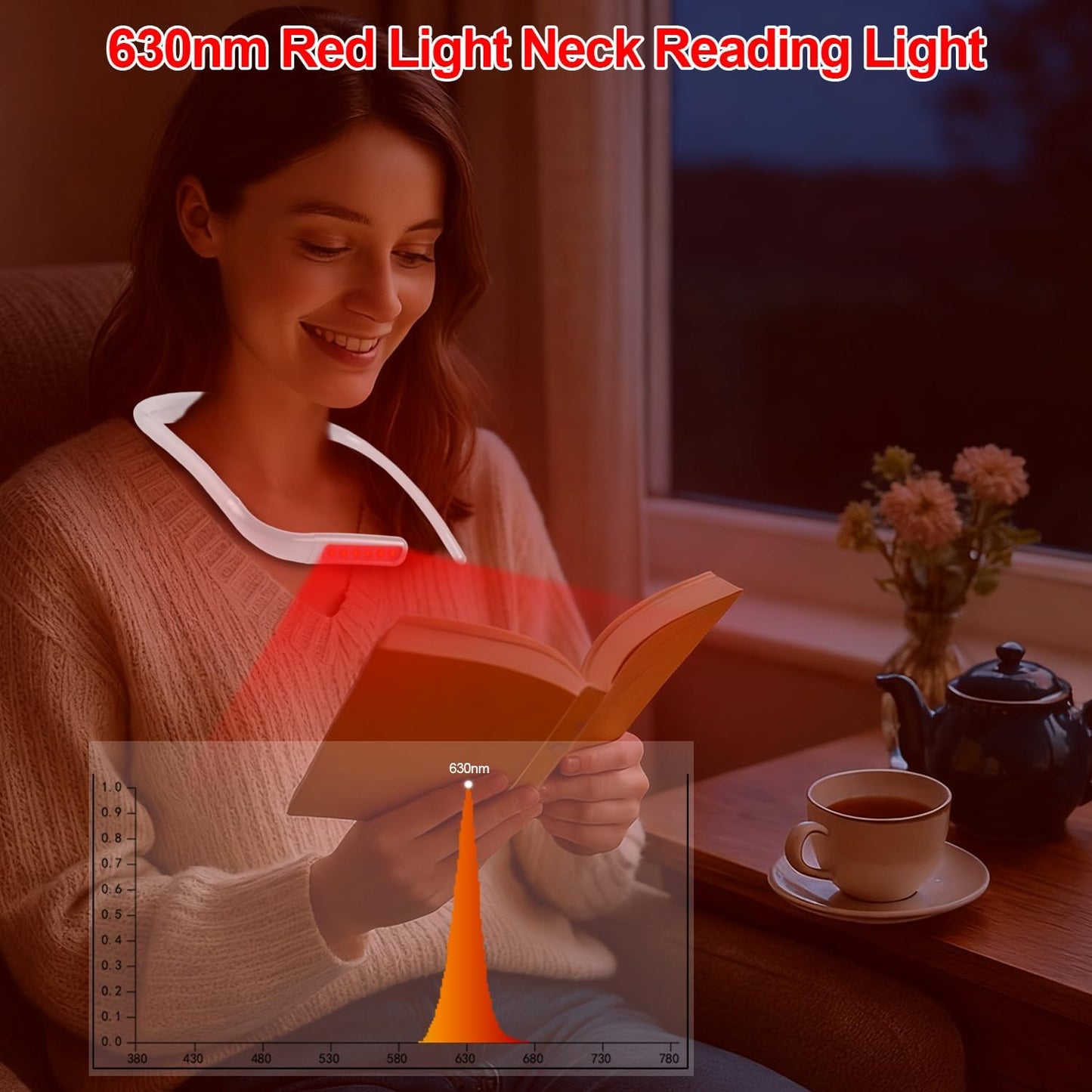 Luz cuello LED 630nm regulable recargable